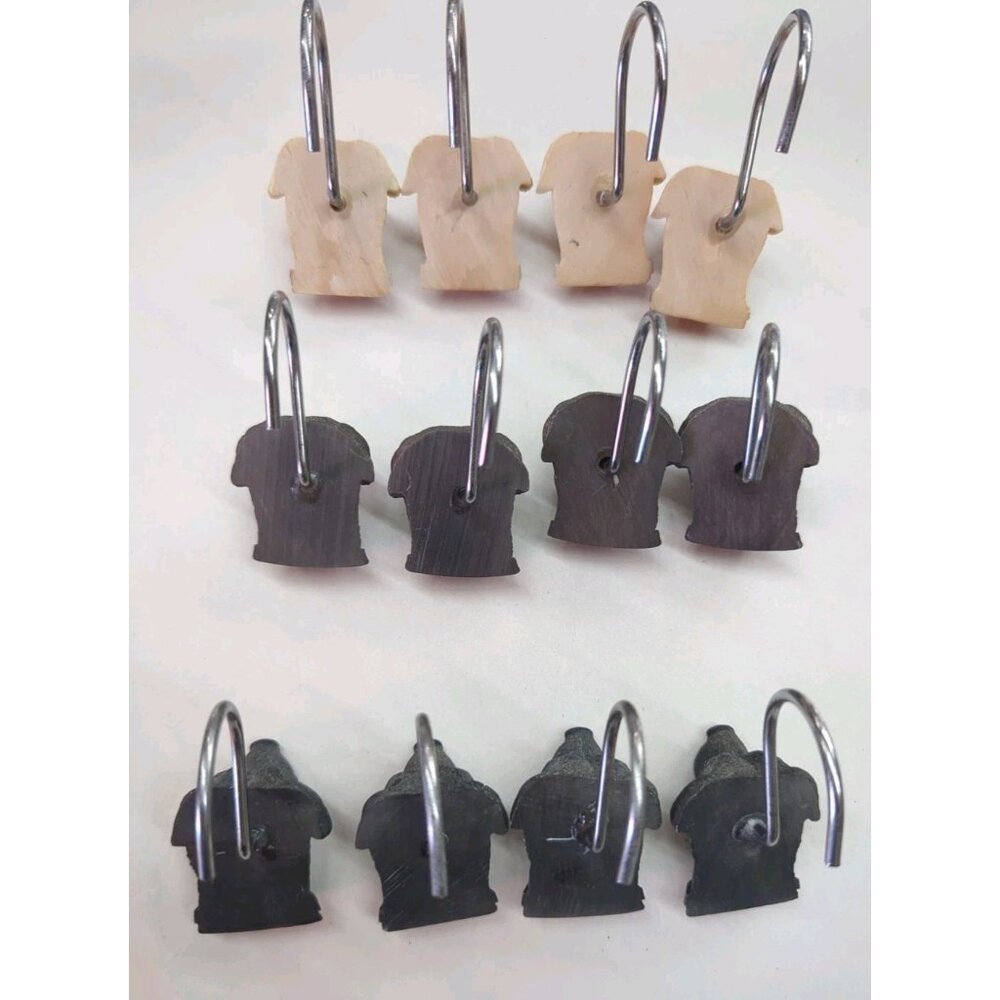 Set of 12 Labrador Retriever Shower Curtain Hooks Black Brown & Blonde Labs - Picture 5 of 14